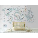 Ver imagem 2 de Papel de Parede Mapa Mundi Infantil para Quarto de Bebê Vr54c