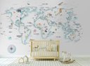 Ver imagem 2 de Papel de Parede Mapa Mundi Infantil para Quarto de Bebê Vr54c