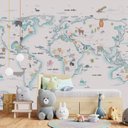 Ver imagem 5 de Papel de Parede Mapa Mundi Infantil para Quarto de Bebê Vr54c