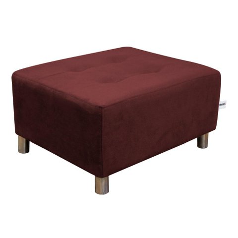 Puff Para Sala Quadrado Decorativo com Pés com Alumínio Nero Veludo Vinho Marinho Matrix