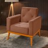 Poltrona Florença Base em Madeira Maciça Veludo Canela - 1