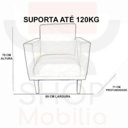 Poltrona Decorativa Conforto Pés Madeira Suede Azul Marinho - 4