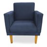 Poltrona Decorativa Conforto Pés Madeira Suede Azul Marinho - 1