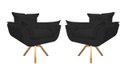 Ver imagem 1 de Kit 2 Poltronas Decorativa Opala Base Giratória Suede Preto Mz Decor