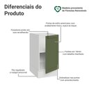 Ver imagem 3 de Balcão de Cozinha 40 cm 1 Porta (sem Tampo) Branco/Verde Vik Madesa