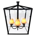 Ver imagem 4 de Pendente Estio Lampião Rústico Com Vidro e Cúpula de Algodão Libertas Rosas Artesanato Lampião Com C