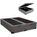 Ver imagem 1 de Cama Box Bau Bipartido Casal Suede Premium Santo Box Bipartido 47x138x188:cinza