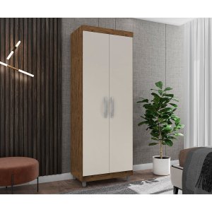 Armário Organizador Multiuso 2 Portas Rafaela Chocolate/ Off Wite - Nathan