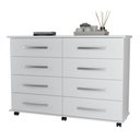 Ver imagem 4 de Cômoda com 8 Gavetas Pés Rodízios Jade – Branco – Móveis Primus