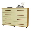 Ver imagem 4 de Cômoda com 8 Gavetas Pés Rodízios Jade – Mel com Pérola – Móveis Primus