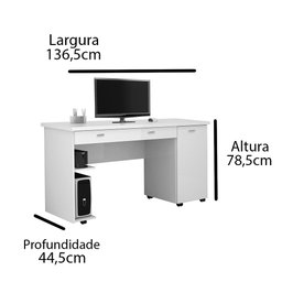 Escrivaninha com 1 Gaveta e 1 Porta Ariel - Amêndoa Wood - Móveis Primus - 4