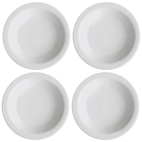 Jogo 4 Pratos Fundos de Porcelana 21,5cm Classe Única Iguaçu Germer Branco