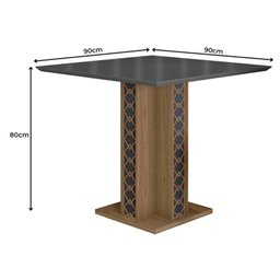 Mesa de Jantar 90cm Ísis com Vidro Carvalho Grafite com 4 Cadeiras Jade Bordada Carvalho Fendi – Pol - 2