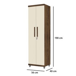 Armário Multiuso 2 Portas com Chave Organizador Home Office Lavanderia Freijó/off White - Lh Móveis - 6
