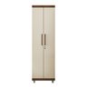 Armário Multiuso 2 Portas com Chave Organizador Home Office Lavanderia Freijó/off White - Lh Móveis - 3