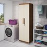 Armário Multiuso 2 Portas com Chave Organizador Home Office Lavanderia Freijó/off White - Lh Móveis - 11