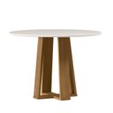 Ver imagem 4 de Conjunto Sala de Jantar Mesa Tampo de Vidro/MDF Redondo 100cm Isabela com 4 Cadeiras Amanda Marrom/Ypê/Off White