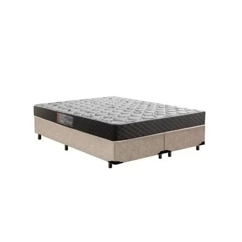 Cama Box Queen Colchão Mola Ensacada Belos Sonhos + Box Suede 64x158x198 Bege