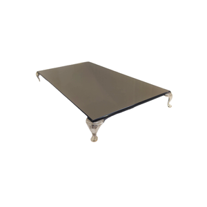 Bandeja em Espelho Bronze 12x22cm com Pés Metálicos Prata