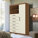 Ver imagem 7 de Guarda Roupa Casal 8 Portas 4 Gavetas Master New e Comoda Marabá com Pés Jatobá Areia Acetinado - Sa