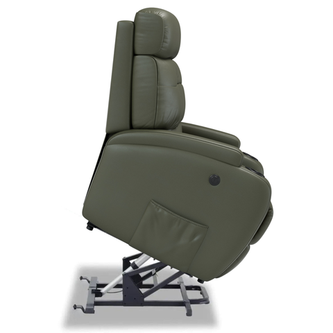Poltrona do Papai Reclinável com Elevador Lift Pós Cirurgico em Corino Cor Verde Militar - Florença