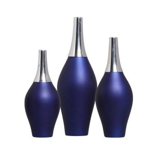 Vaso de Mesa Azul para Decoração de Sala Trio Styllo