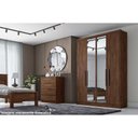 Ver imagem 3 de Guarda Roupa Solteiro 4 Portas e 3 Gavetas C- Espelho Moderni Freijo Cumaru C- Fendi