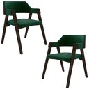 Ver imagem 1 de Kit 2 Cadeiras Sala de Jantar e Jogos Carteados Madeira Maciça Poker Veludo Verde/capuccino G42 - Gr
