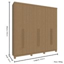 Ver imagem 3 de Guarda Roupa Casal 6 Portas em MDF New Honduras Móveis Rimo - Carvalho