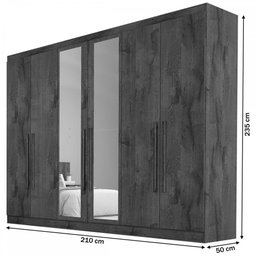 Guarda-Roupa Casal Oslo 6 Portas 4 Gavetas 100% Mdf com Espelho Peroba/Off White - Mademarques - 4