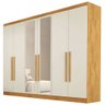 Guarda-Roupa Casal Oslo 6 Portas 4 Gavetas 100% Mdf com Espelho Peroba/Off White - Mademarques - 2