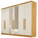 Ver imagem 3 de Guarda-Roupa Casal Oslo 6 Portas 4 Gavetas 100% Mdf com Espelho Peroba/Off White - Mademarques