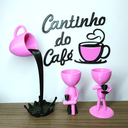 Ver imagem 1 de Kit Decorativo Cantinho do Café - Robert Plant Xícara Flutuante e Letreiro - Rosa