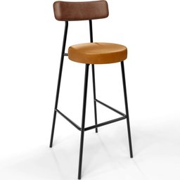 Kit 04 Banquetas Alta Bar Cozinha Sala De Jantar Milão L02 Couríssimo Marrom Whisky - Lyam Decor - 3