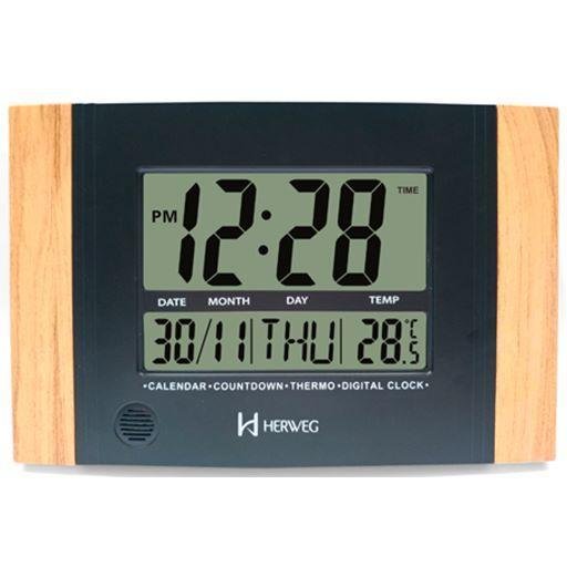 Relógio de Parede e Mesa Digital com Temperatura Herweg 6438 - 1