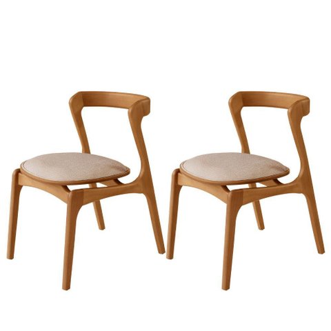 Conjunto com 2 Cadeiras Madeira Solaris Moderna Mobilia