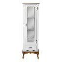Ver imagem 1 de Cristaleira Vitrine Espelhada Antique Média 1 Porta 2 Prateleiras de Vidro e 1 Gaveta 1079e Branca