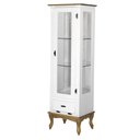 Ver imagem 2 de Cristaleira Vitrine Espelhada Antique Média 1 Porta 2 Prateleiras de Vidro e 1 Gaveta 1079e Branca
