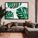 Ver imagem 1 de Quadro Decorativo Caixa Floral Folhagem Costela de Adão Tacolado Moldura Caixa 3cm Madeira com Vidro