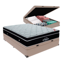 Ver imagem 1 de Cama Box Baú Casal Bege e Colchão Elegant Superpocket Molas Ensacadas Ortobom