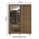 Ver imagem 3 de Guarda-Roupa Solteiro Madesa Dallas 2 Portas de Correr de Espelho 2 Gavetas com Pés Rustic Cor:Rusti