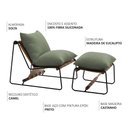 Ver imagem 3 de Kit Poltrona com Puff Turim Base Aço Preto Recouro Camel Poliéster Verde - Nexta Casa