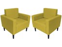 Ver imagem 1 de Kit 2 Poltronas Decorativa Leticia Slim Couro Amarelo Pés Madeira Mz Decor