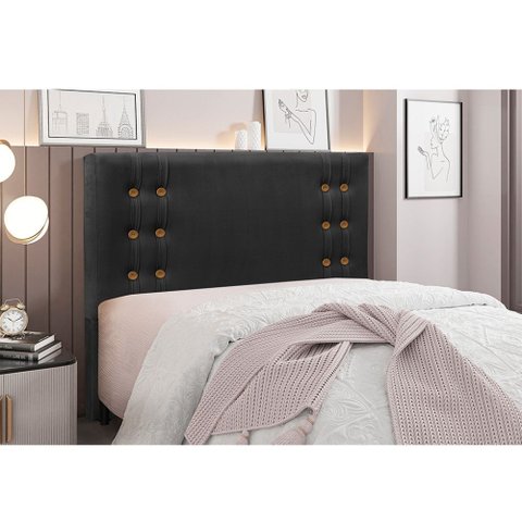 Cabeceira Cama Box King 195 Cm Gênova Veludo S04 - D'Rossi