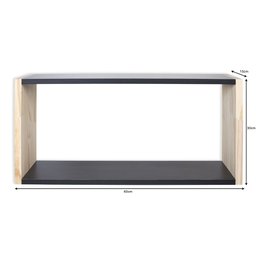 Kit Nicho e Prateleira Para Quadro Parede MDF Preto e Madeira Pinus - 5