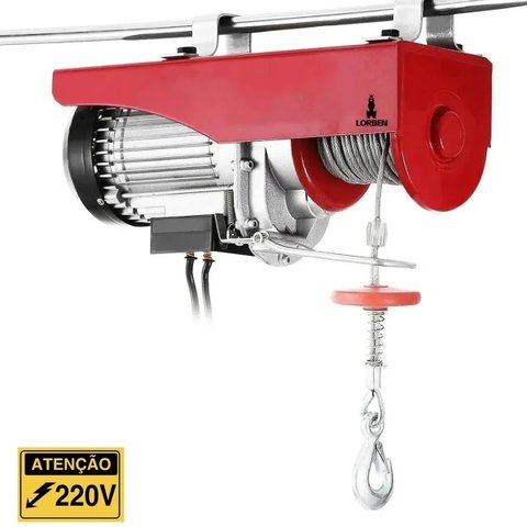 Talha Elétrica Guincho Guindaste 1300W Capacidade 400kg a 800kg