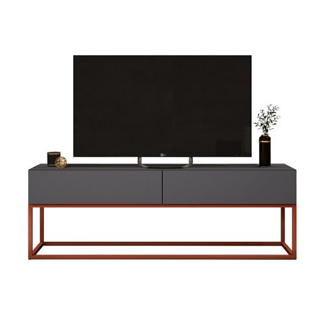 Rack Eros Estilo Industrial 140cm Sala Estar Cinza/cobre