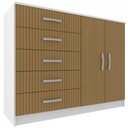 Ver imagem 2 de Cômoda 2 Portas 5 Gavetas Branco/Canaletado Cp25 - Evidencia Móveis