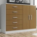 Ver imagem 1 de Cômoda 2 Portas 5 Gavetas Branco/Canaletado Cp25 - Evidencia Móveis