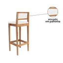 Ver mais imagens de Kit 4 Banquetas Madeira Mel Bandada com Encosto Palha Rattan:Mel com Linho Cru